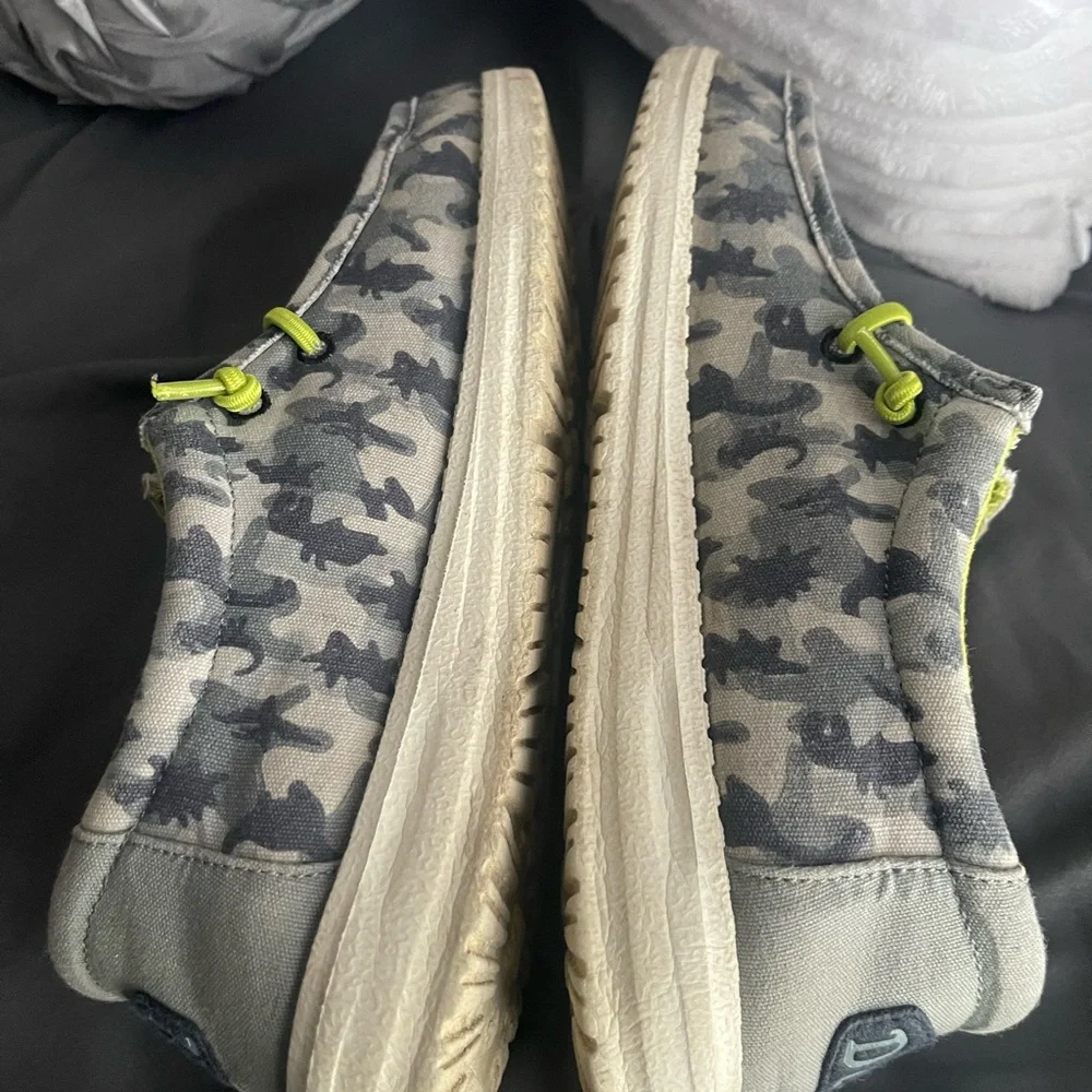 Hey Dude big Kids Moccasins - Camo Green and Gray